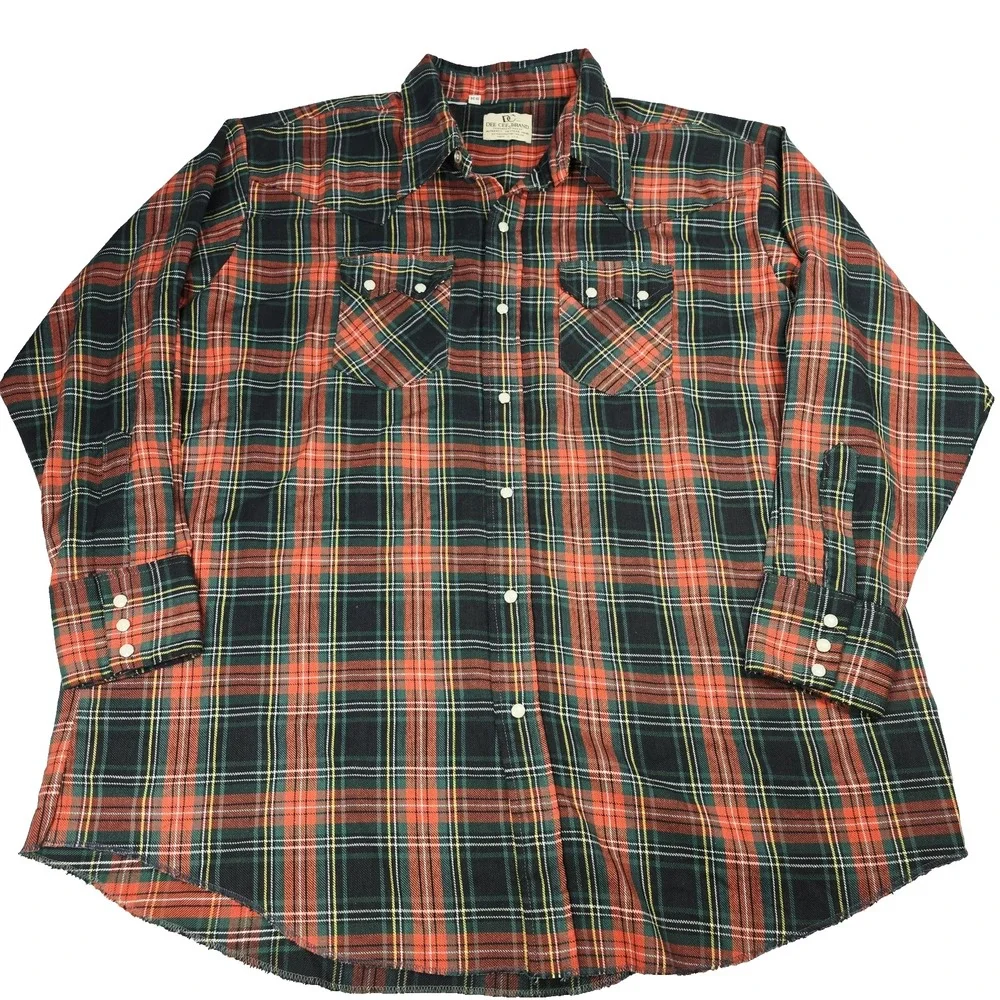 Vintage Dee Cee Shirt Mens XL Western Pearl Snap Plaid Made in USA 90s‎